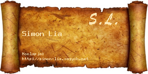 Simon Lia névjegykártya